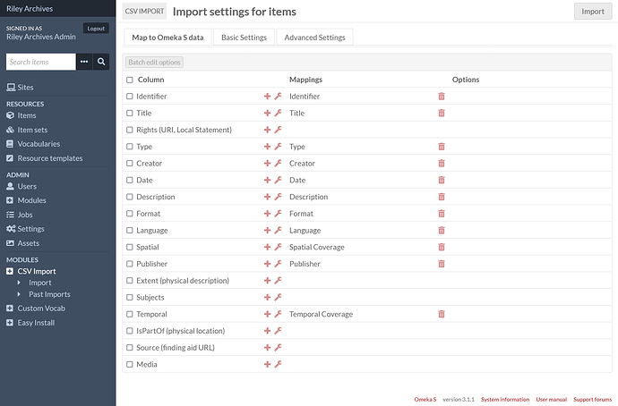 Screenshot 2022-12-14 at 15-54-39 Import settings for items · CSV Import · Riley Archives