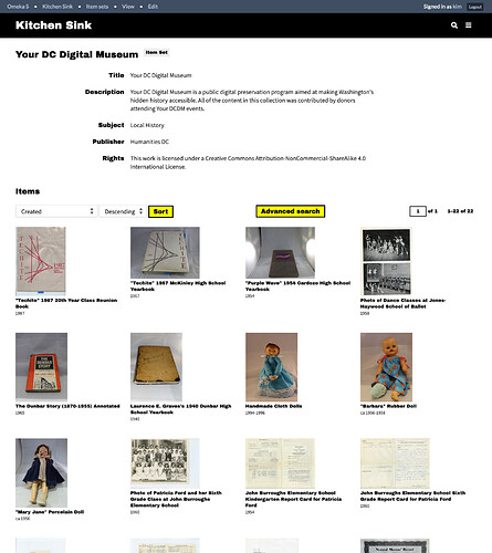 Screenshot 2021-12-09 at 15-19-28 Items · Your DC Digital Museum · Kitchen Sink · Omeka S
