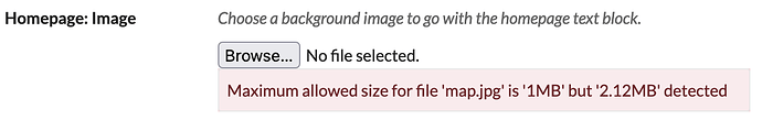 Maximum allowed size for file 'map.jpg' is '1MB' but '2.12MB' detected