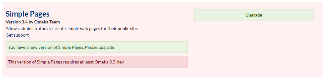 This version of Simple Pages requires at least Omeka 3.3-dev